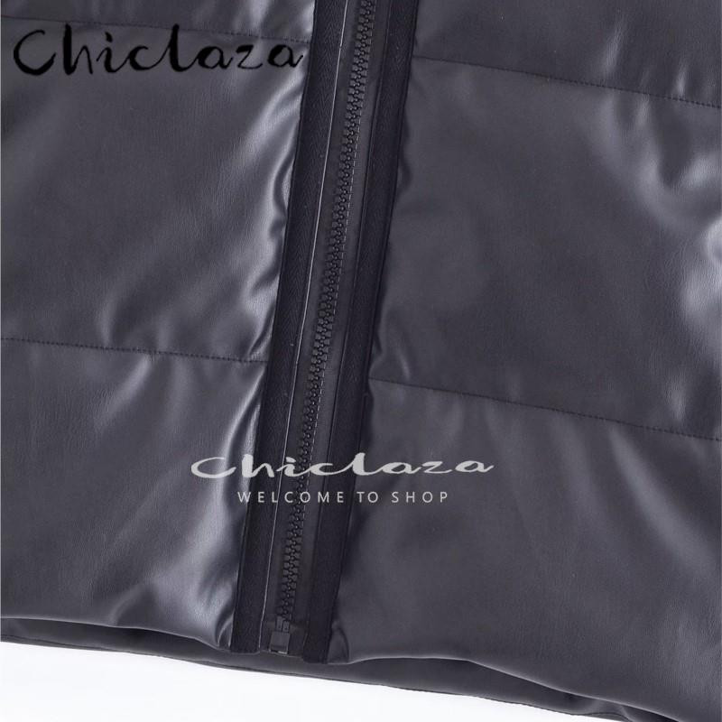 CHICLAZA 2022 Jesen Zima Ženski kaput od prsluka od umjetne kože, ležerna topla jakna bez rukava s patentnim zatvaračem, Prsluk, kratke majice Ženski