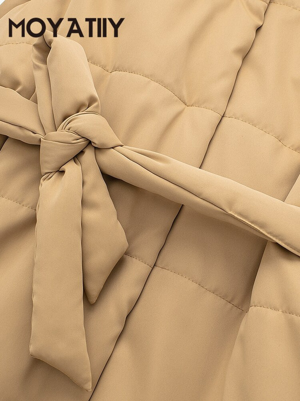 MOYATIIY Women 2022 Φθινοπωρινά πάρκα χακί μέσης με τσέπες ζώνης Γυναικείο αμάνικο υπερμεγέθη παλτό Γυναικεία μπλουζάκια