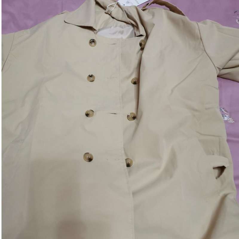 Χακί Κοντό Πανωφόρι Χακί Χαλαρό Παλτό Γυναικείο Καμπαρντίνα A Line Female Moda Mujer Πανωφόρι Cloak Sashes Vintage Manteau