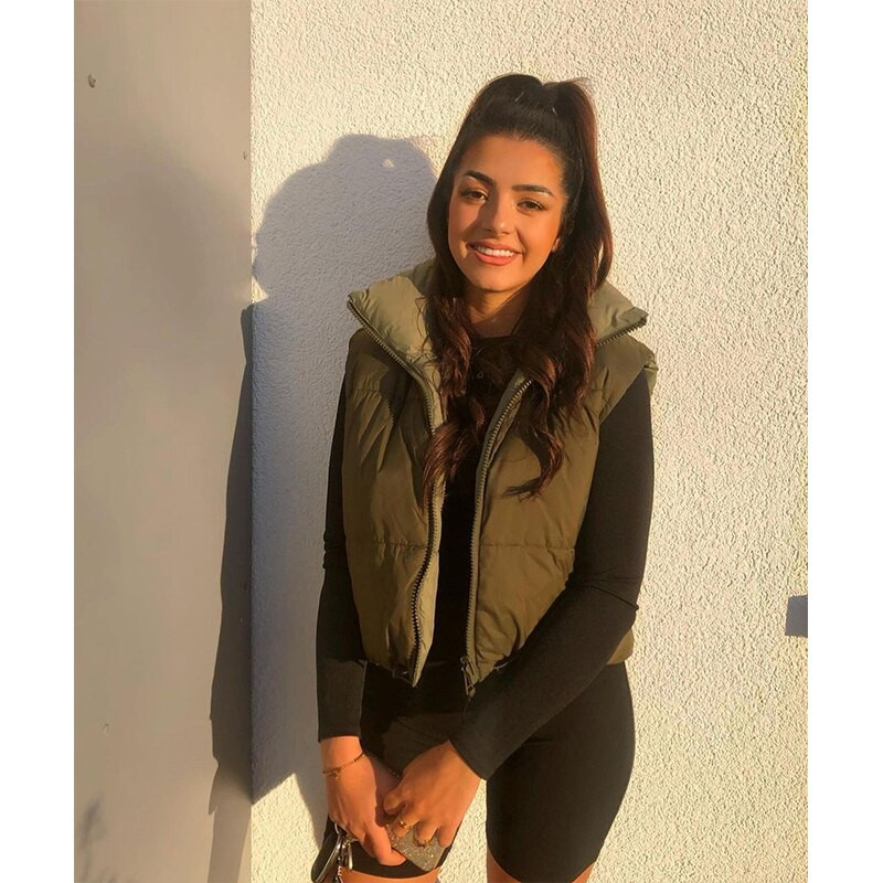 KONDALA 2022 šiks zaļš sieviešu veste ziemas pavasaris ielas apģērbs bieza veste mētelis bez piedurknēm modes veste jakas Sieviešu Parkas