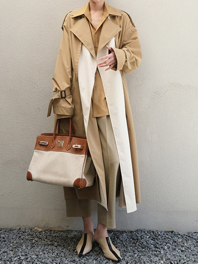 TWOTWINSTYLE minimālistisks sieviešu rudens mētelis ar atloku garām piedurknēm, taisns, garš sieviešu mētelis, 2021. gada mode