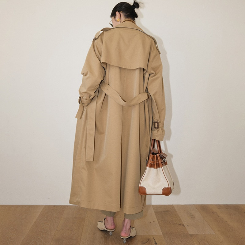 TWOTWINSTYLE minimālistisks sieviešu rudens mētelis ar atloku garām piedurknēm, taisns, garš sieviešu mētelis, 2021. gada mode