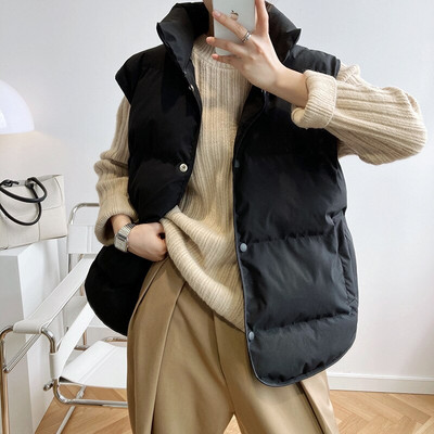 Vest Women Woman Parkas Black Vest Jakas sievietēm
