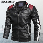 Jauns vīriešu ādas jaka mētelis Vīriešu 6XL Slim Fit Stand Collar jaka Streetwear PU ādas motociklistu jaka Vīriešu zīmola apģērbs AF9016