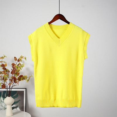 Rudens moteriškas megztinis megztinis V kaklo liemenė, palaidi, berankoviai moteriški megztiniai, laisvalaikio madingi moteriški viršutiniai drabužiai