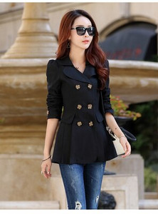 UHYTGF korejiešu trenčs sieviešu modes Slim-fit Liela izmēra sieviešu apģērbi Divrindu Salds plāns trench svārku mētelis X21