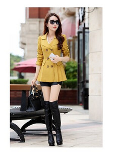 UHYTGF korejiešu trenčs sieviešu modes Slim-fit Liela izmēra sieviešu apģērbi Divrindu Salds plāns trench svārku mētelis X21