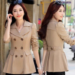 UHYTGF korejiešu trenčs sieviešu modes Slim-fit Liela izmēra sieviešu apģērbi Divrindu Salds plāns trench svārku mētelis X21