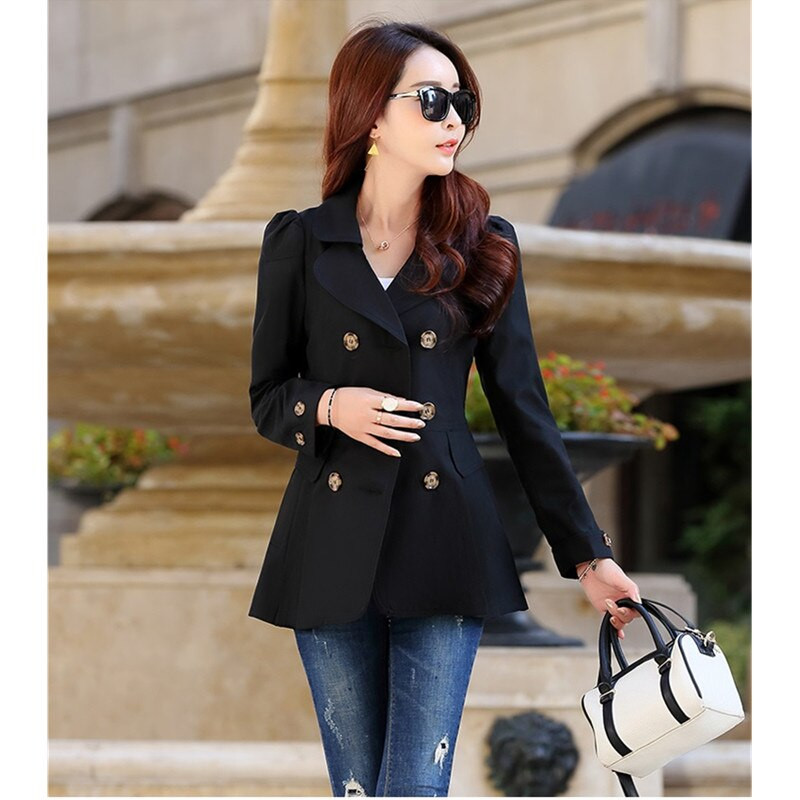 UHYTGF korejiešu trenčs sieviešu modes Slim-fit Liela izmēra sieviešu apģērbi Divrindu Salds plāns trench svārku mētelis X21