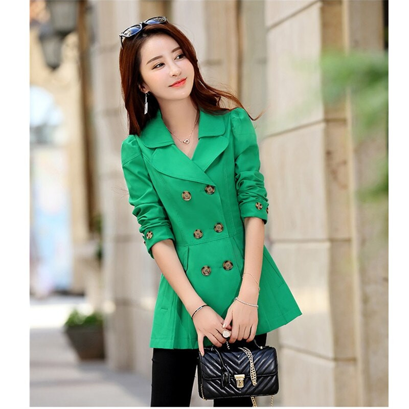 UHYTGF korejiešu trenčs sieviešu modes Slim-fit Liela izmēra sieviešu apģērbi Divrindu Salds plāns trench svārku mētelis X21