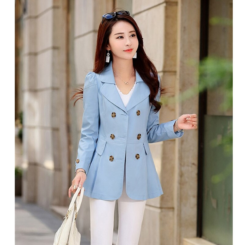 UHYTGF korejiešu trenčs sieviešu modes Slim-fit Liela izmēra sieviešu apģērbi Divrindu Salds plāns trench svārku mētelis X21