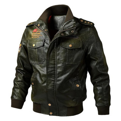 Mākslīgās ādas motociklu jaka Vīriešu stāvjaka Ropa De Hombre Streetwear ikdienas vējjaka ziemas virsdrēbes kažoks