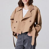 Ανοιξιάτικο φθινόπωρο 2021 Γυναικείο κοντό χακί παλτό αντιανεμικό παλτό με μακρυμάνικο δαντέλα επάνω γυναικείο μπουφάν