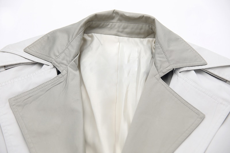 GetSpring Γυναικεία καμπαρντίνα Μονό στήθος Patchwork Fake Two Windbreaker Fashion Loose Long Γυναικείο Πανωφόρι Φθινόπωρο 2021 Νέο