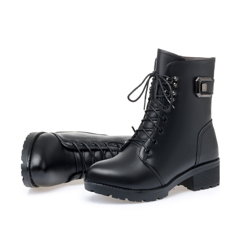 AIYUQI Γυναικεία Μποτάκια Χειμώνας Νέα 2021 Μάλλινα ζεστά αντιολισθητικά γυναικεία μποτάκια μεγάλο μέγεθος 41 42 43 Χειμερινές μπότες χιονιού