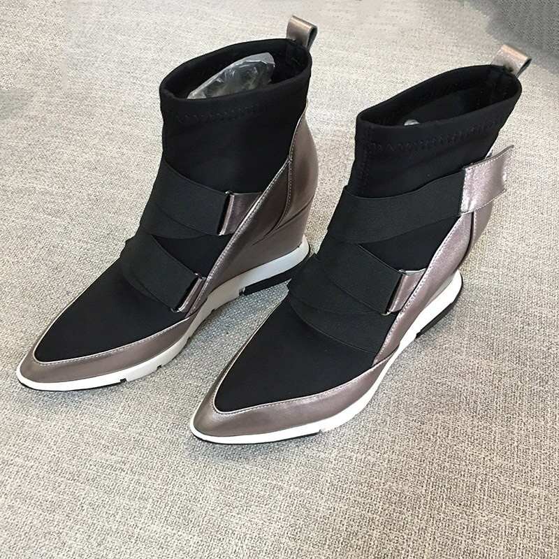 Phoentin čizme na klin  Ženske šiljate platforme na kuku i omču Cross Elastične cipele Ženske FT1176