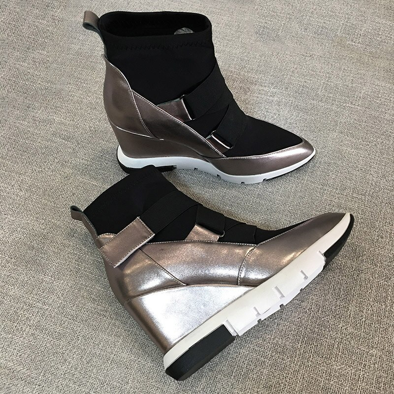 Phoentin čizme na klin  Ženske šiljate platforme na kuku i omču Cross Elastične cipele Ženske FT1176