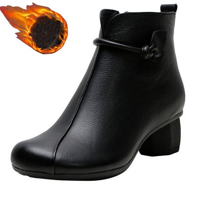 Φθινοπωρινά καθημερινά παπούτσια πεζοπορίας για γυναικεία μποτάκια μασίφ μαύρα καφέ δερμάτινα μοκασίνια casual boot shoes