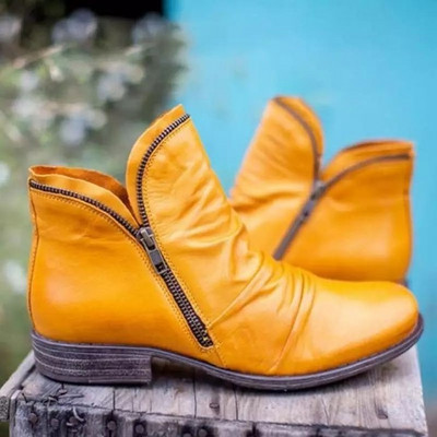 Γυναικείες μπότες 2022 Άνοιξη πρωτότυπες γυναικείες κοντές μπότες Suede Γυναικείες μπότες Βρετανικές μπότες με φερμουάρ Ρετρό Γυναικείες γυμνές μπότες