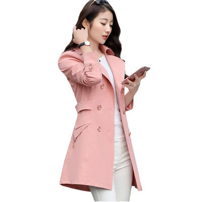 Trenč kaput proljeće jesen Ženski novi korejski kaput s dvorednim kopčanjem Srednje dug kaput Trenč vjetrovka Ženska gornja odjeća Gabardina Mujer