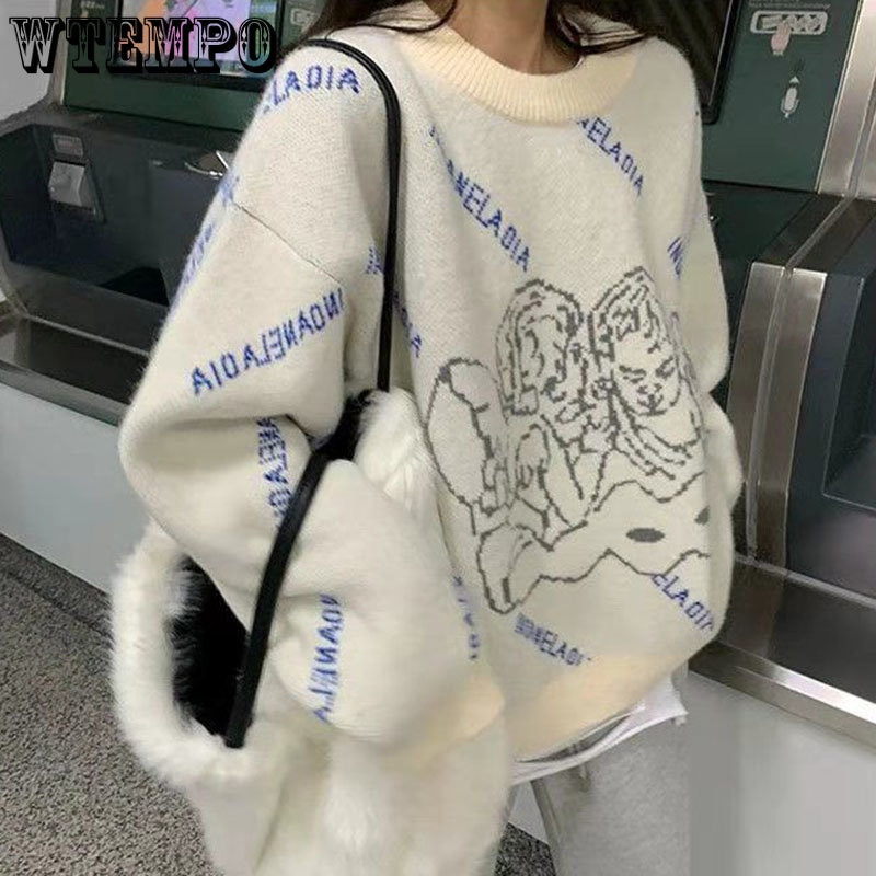 Γυναικείο πουλόβερ πουλόβερ με στρογγυλή λαιμόκοψη Πλεκτό τοπ Φθινοπωρινό Χειμώνα Χαλαρά Όλα ταίρι Μακρυμάνικα Πουλόβερ Ζευγάρι Εξωτερικά ρούχα