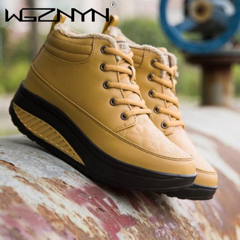 Ženske čizme Zimske tenisice na vezanje Putne čizme s debelim potplatom Putne čizme za slobodno vrijeme Jednobojne ženske čizme za snijeg s okruglom glavom