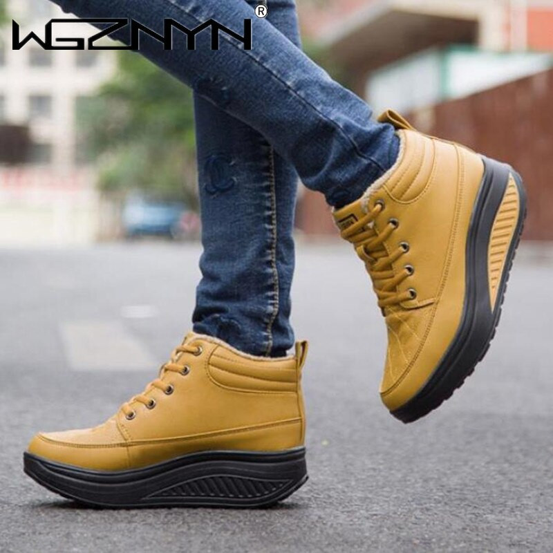 Ženske čizme Zimske tenisice na vezanje Putne čizme s debelim potplatom Putne čizme za slobodno vrijeme Jednobojne ženske čizme za snijeg s okruglom glavom