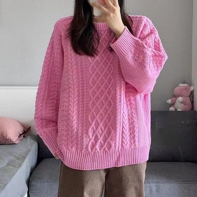 Jesen/zima Novi vuneni pleteni pulover s O-izrezom Pleteni pulover Twist Džemper Ženske ležerne majice Ležerna moda visoke kvalitete