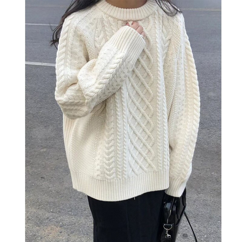 Jesen/zima Novi vuneni pleteni pulover s O-izrezom Pleteni pulover Twist Džemper Ženske ležerne majice Ležerna moda visoke kvalitete