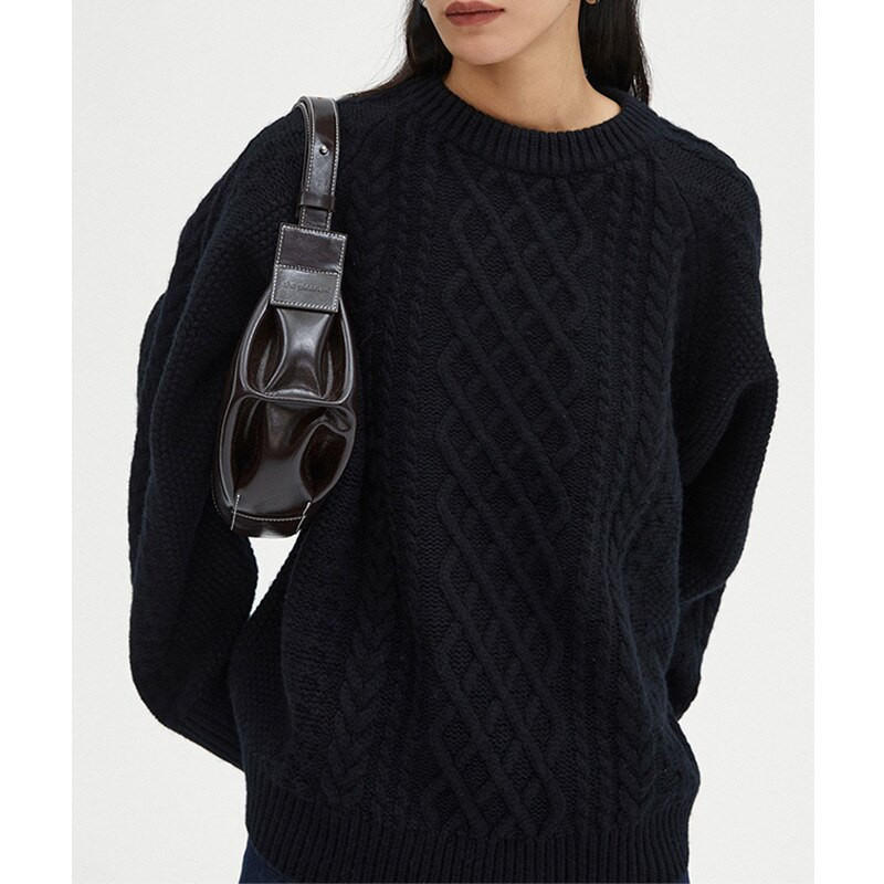 Jesen/zima Novi vuneni pleteni pulover s O-izrezom Pleteni pulover Twist Džemper Ženske ležerne majice Ležerna moda visoke kvalitete