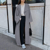 2022 Fashion Women Trench Celmia Φθινοπωρινό Χειμώνα Μακρυμάνικο πέτο Ανεμοδράστη Casual Loose συμπαγή κομψά εξωτερικά ενδύματα