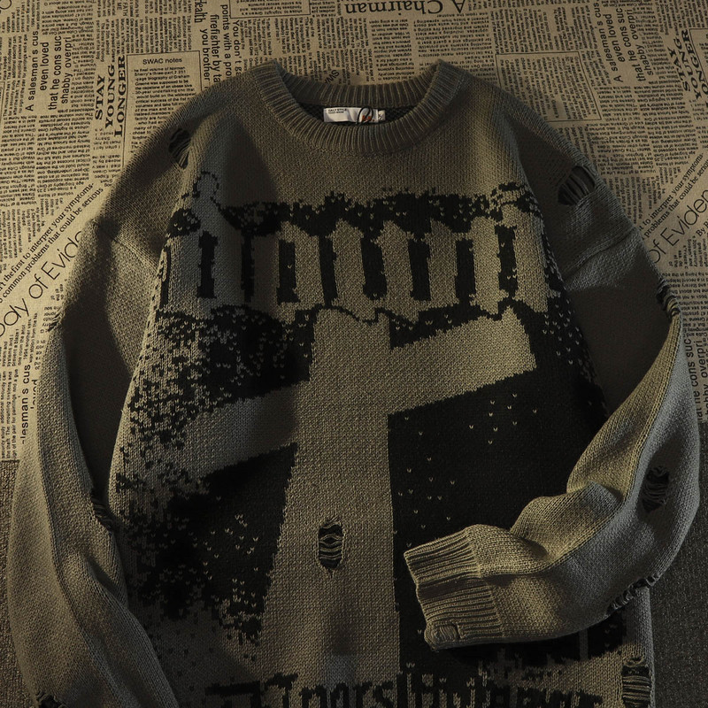 Vintage Streetwear Φθινοπωρινά χειμωνιάτικα πουλόβερ Νέο χιαστί πουλόβερ με λαιμόκοψη 2022 Νέα μόδα υπερμεγέθη Γυναικεία πουλόβερ μακρυμάνικο πουλόβερ