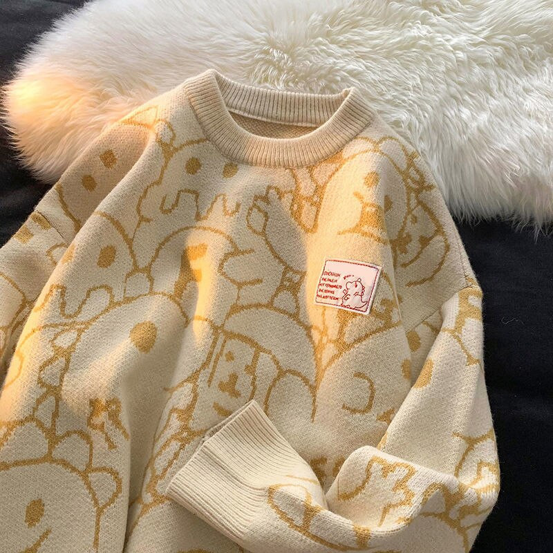 Pletiva Ležerna široka ulična odjeća Džemperi Vintage džemperi Ženski pulover Zimski džemperi s crtićima Široki pulover u korejskom stilu