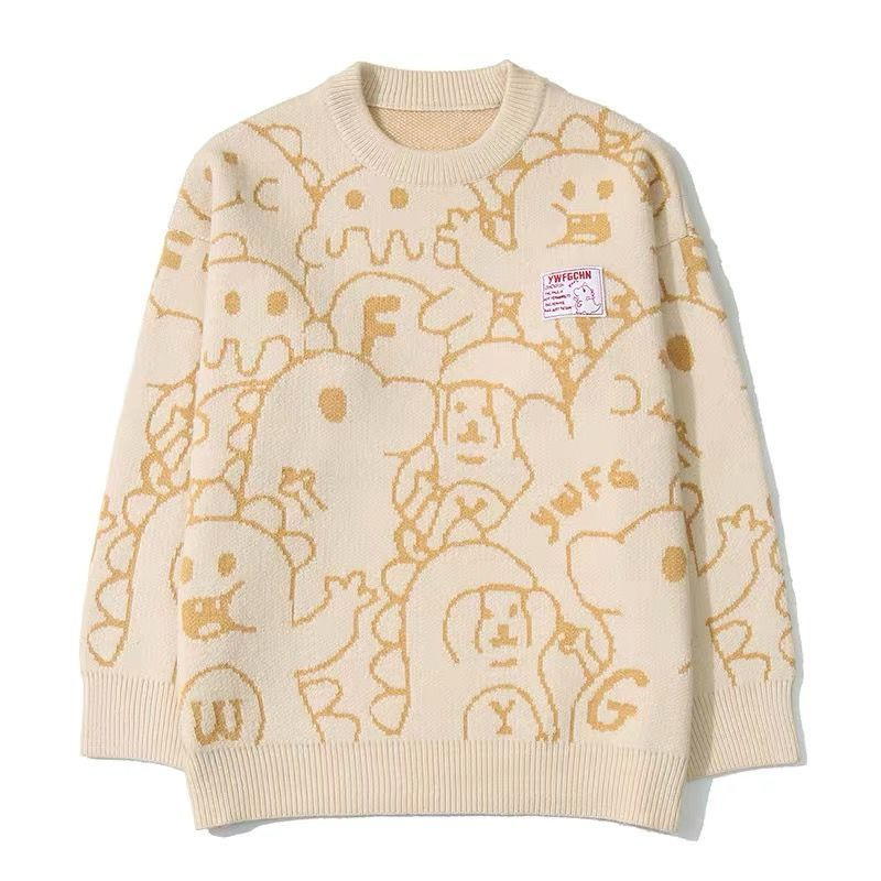 Pletiva Ležerna široka ulična odjeća Džemperi Vintage džemperi Ženski pulover Zimski džemperi s crtićima Široki pulover u korejskom stilu