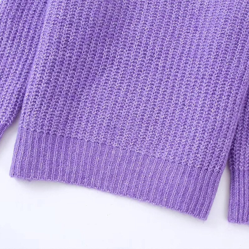Γυναικεία πουλόβερ Μωβ Πλεκτά Casual Χαλαρά πλεκτά μπλουζάκια μασίφ μακρυμάνικο μόδα Κομψά πουλόβερ Χειμερινό πουλόβερ Γυναικείο πουλόβερ