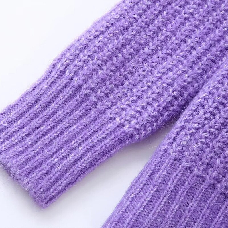 Γυναικεία πουλόβερ Μωβ Πλεκτά Casual Χαλαρά πλεκτά μπλουζάκια μασίφ μακρυμάνικο μόδα Κομψά πουλόβερ Χειμερινό πουλόβερ Γυναικείο πουλόβερ