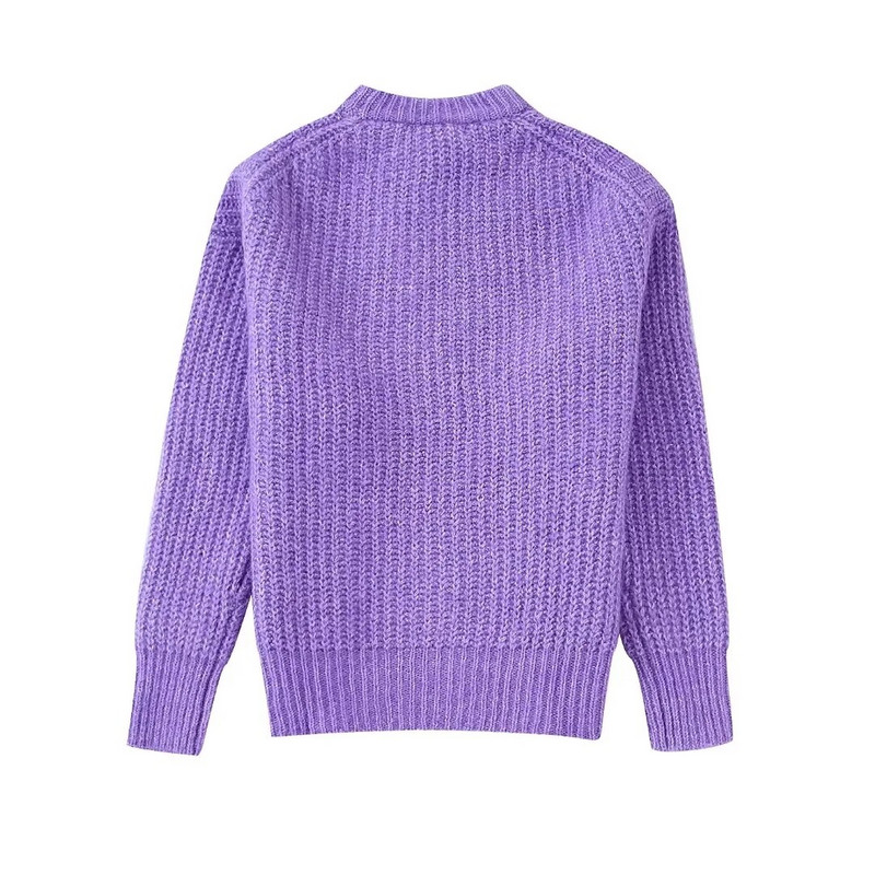 Γυναικεία πουλόβερ Μωβ Πλεκτά Casual Χαλαρά πλεκτά μπλουζάκια μασίφ μακρυμάνικο μόδα Κομψά πουλόβερ Χειμερινό πουλόβερ Γυναικείο πουλόβερ