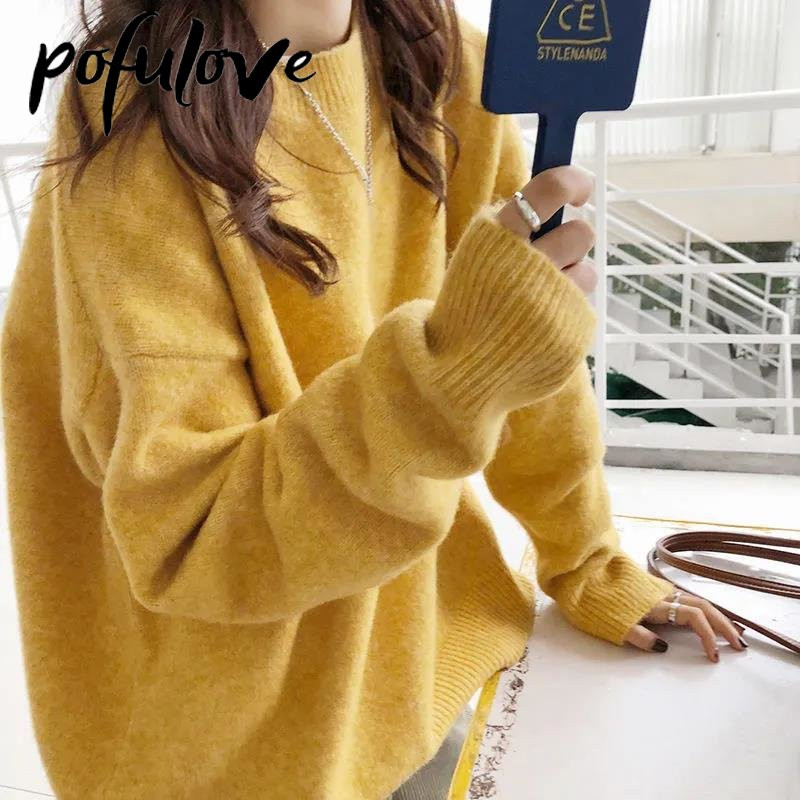 Sieviešu džemperis ar apaļu apkakli, brīvs, slinka stila trikotāžas apģērbs ar garām piedurknēm ikdienas džemperis rudens un ziemas sieviešu džemperu vairumtirdzniecība