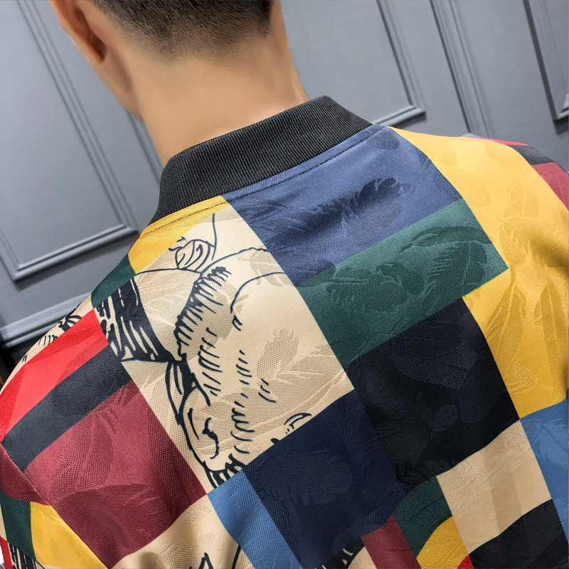 Plus Size M-5XL Vintage Jacket Ανδρικό φλοράλ Bomber Jacket Ανδρικό μπουφάν με μακρυμάνικο φερμουάρ Παλτό Ανδρικό μπουφάν Pilot