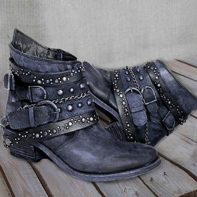 Sieviešu modes retro zābaki līdz ikru vidum Mīkstas ādas apavi Sieviešu rudens ziemas Motozābaki Ērti Botas Zapatos De Mujer