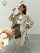 DUSHU Klasični francuski trenč kaput s velikim reverom, novi jesen 2022., retro uredski ženski trenč s remenom