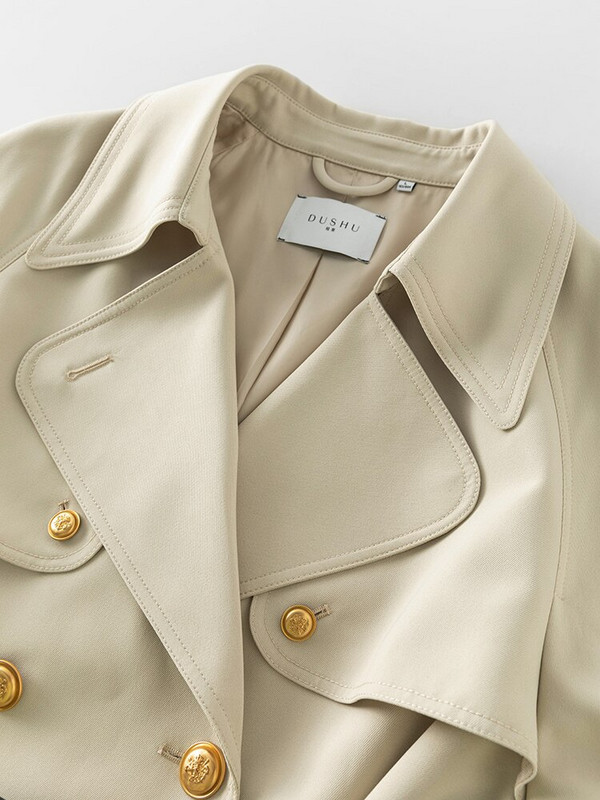 DUSHU Klasični francuski trenč kaput s velikim reverom, novi jesen 2022., retro uredski ženski trenč s remenom