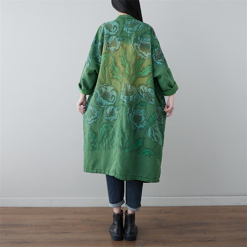 Trenč kaput Dugačka ženska vjetrovka Ležerna slobodna vanjska odjeća s ispisom spuštenih rukava Jednoredno kopčanje Pleteni traper kaput osobnosti