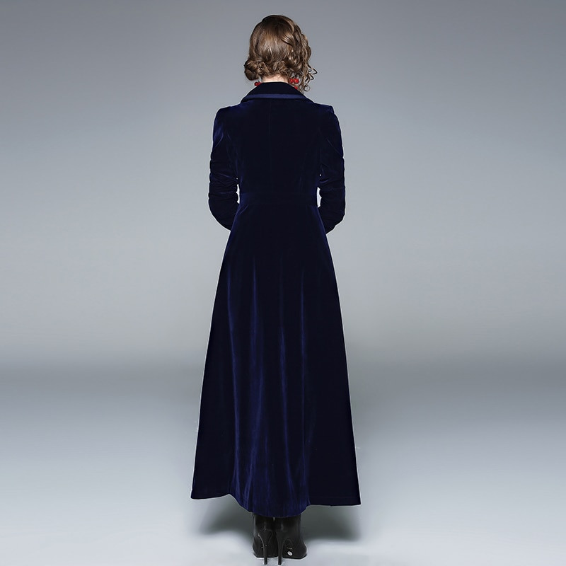 Nova debela gornja odjeća za žene jesen-zima 2021. s urezanim ovratnikom i džepovima s dvostrukim kopčanjem od zlatnog baršuna.