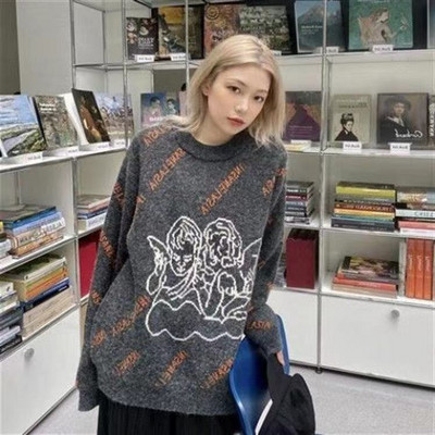 Πλεκτό πουλόβερ χειμωνιάτικο Νέο Πουλόβερ Ζευγάρι Κουνέλι Ρετρό Ιαπωνικό τεμπέλικο στυλ Χαλαρά ρούχα Super Fire casual γυναικεία ρούχα