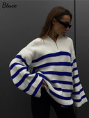 Pleteni pulover s otvorenim ovratnikom, ulična odjeća, široki prugasti džemper, ženske jesenske i zimske 2022., debeli, topli ženski ležerni džemperi