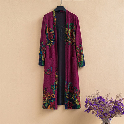 Γυναικεία καμπαρντίνα 2020 Άνοιξη Νέο μακρυμάνικο στάμπα Ζακέτα Μεσήλικας Γυναικεία αντιανεμική Λεπτά πανωφόρια 5XL