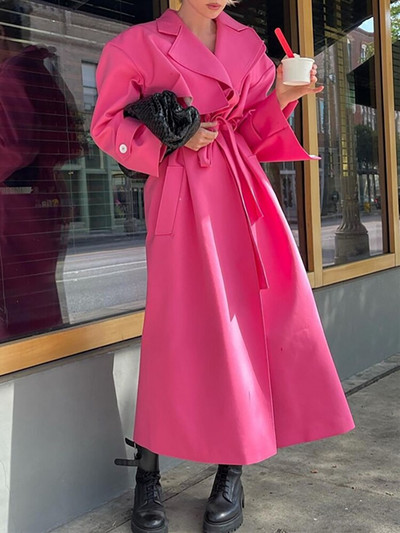 DEAT Fashion Γυναικεία καμπαρντίνα Νέο Laple Loose Patchwork Μακρυμάνικο Δαντέλα επάνω στη μέση Γυναικείο φθινόπωρο 2022 Νέο 17A4022