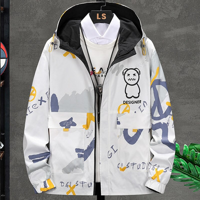 Ανοιξιάτικο φθινοπωρινό Ανδρικό μπουφάν με κουκούλα Ανδρικό μπουφάν Streetwear Μόδα Hip Hop Bear Παλτό Plus Size 8XL
