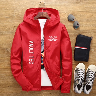 Νέες παραλαβές Ανδρικό γυναικείο μπουφάν με κουκούλα Fashion Vault -Tec logo Gaming Video Game Fallout print Casual Windbreaker Men Jacket 7XL